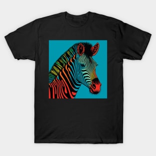 Zebra in red, orange and blue T-Shirt